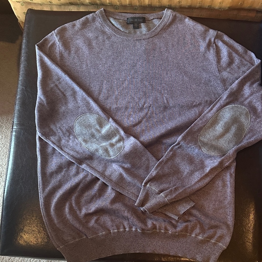 Men's Purplish-Gray Sweater with GrayElbow Patches Xl